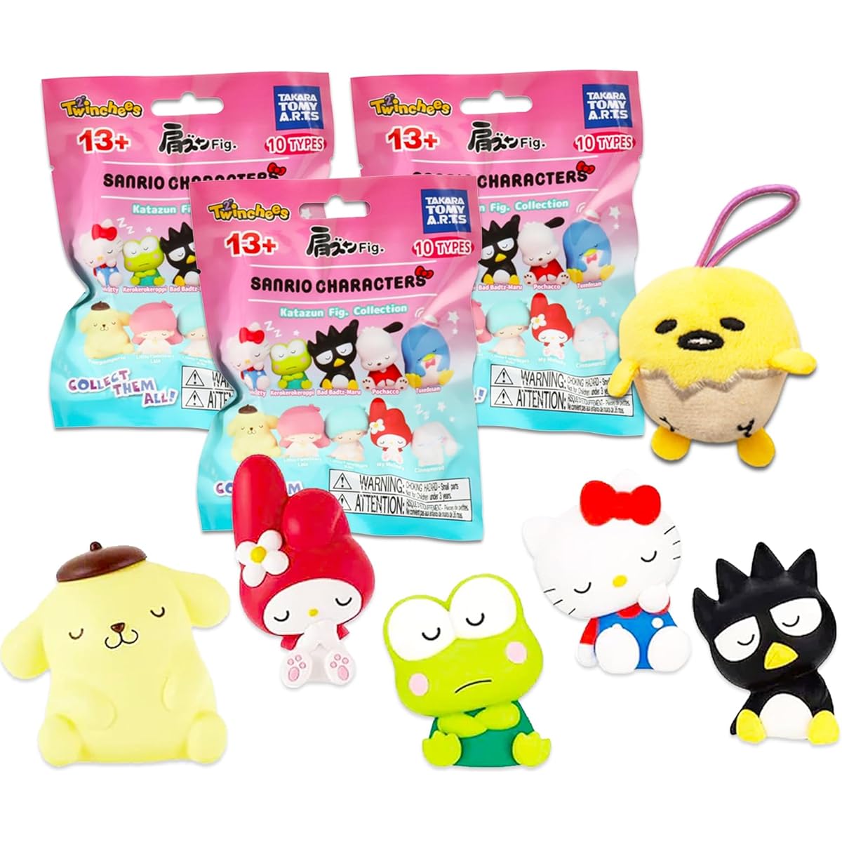 Hello Kitty Blind Bag Party Favors 3 Pack - Sanrio Party Supplies Hello Kitty Keroppi and More Sleepy Sanrio Figures Set of 3