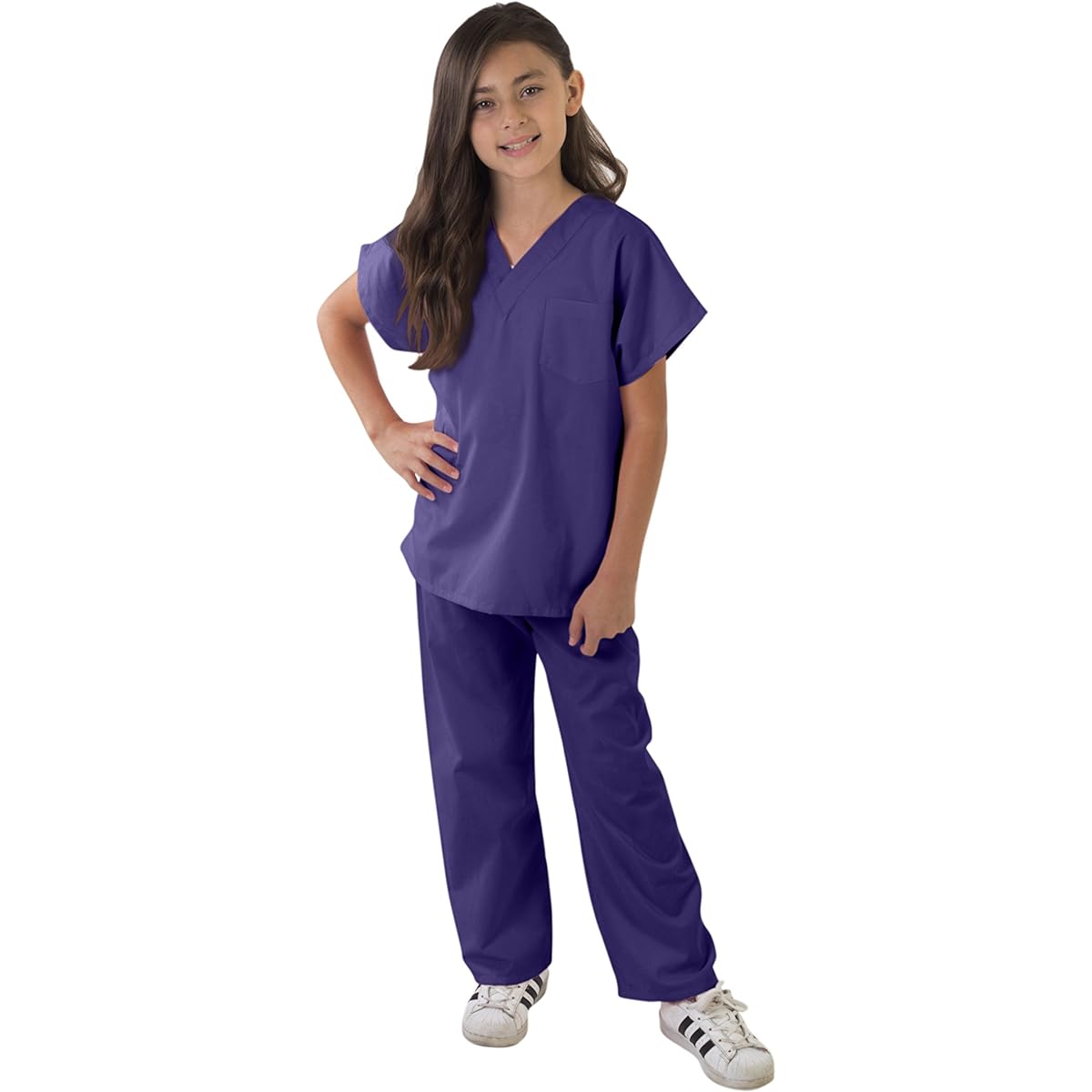 Natural Uniforms M&M Scrubs Kids Pretend Play Costume Scrub Set Lab Coat Soft Touch Fabric