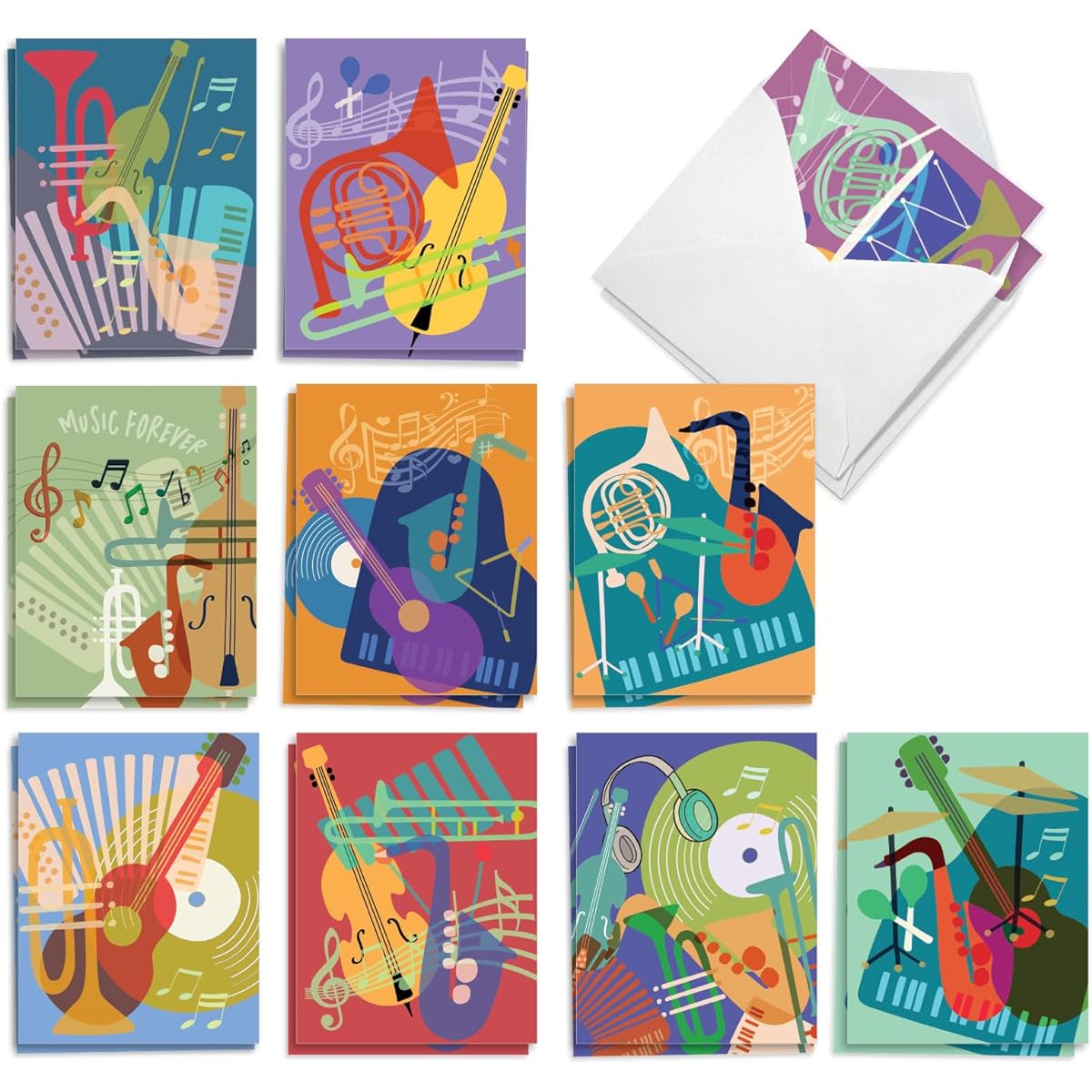 The Best Card Company AM10042TYG-B2x10 Assorted Thank You Note Cards, Set of 20, 4 x 5.12 Inch, with Envelopes (10 Designs, 2 of Each)
