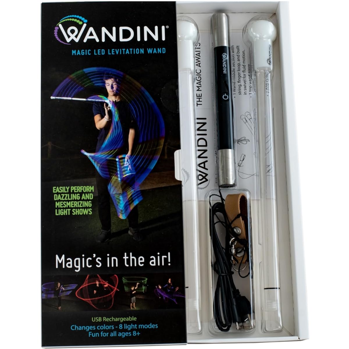 Wandini Glow.0 Magic Wand Foldable LED Floating Wand USB Rechargeable Floating Wand LED Light Wand 22 Color Light Modes Patented Expertly Balanced LED Flow Wand Floating Wand
