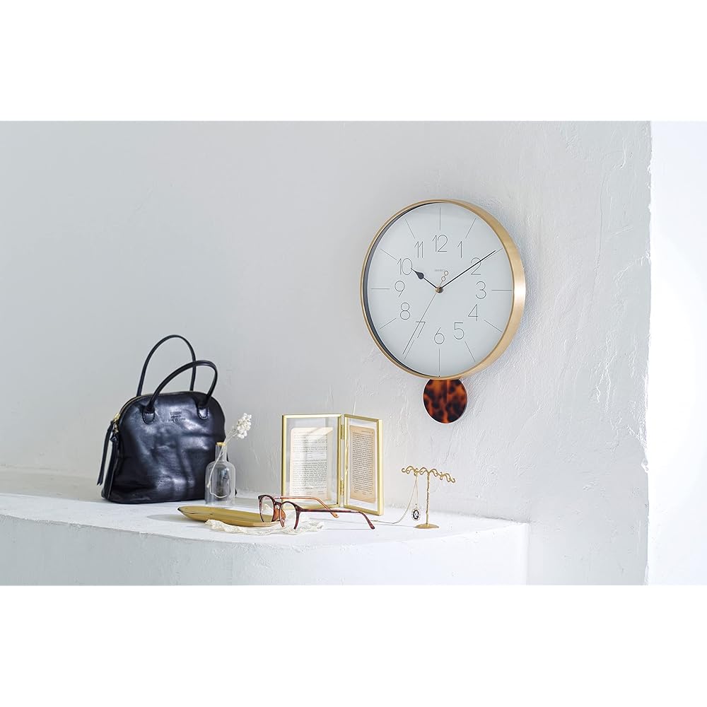 Interform Wall Clock Pendulum Clock Melois CL-4093 Gold Tortoiseshell W29 x H36 x D6.5cm