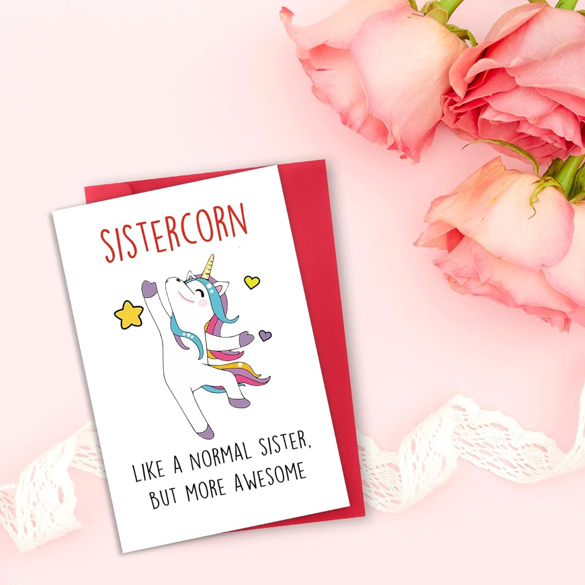 Missonemi Happy Unicorn Mother's Day Cards for Sister, Sweet Bestie Mother's Day Gifts, Funny Birthday Cards, Perfect Mother's Day Gifts for Sister