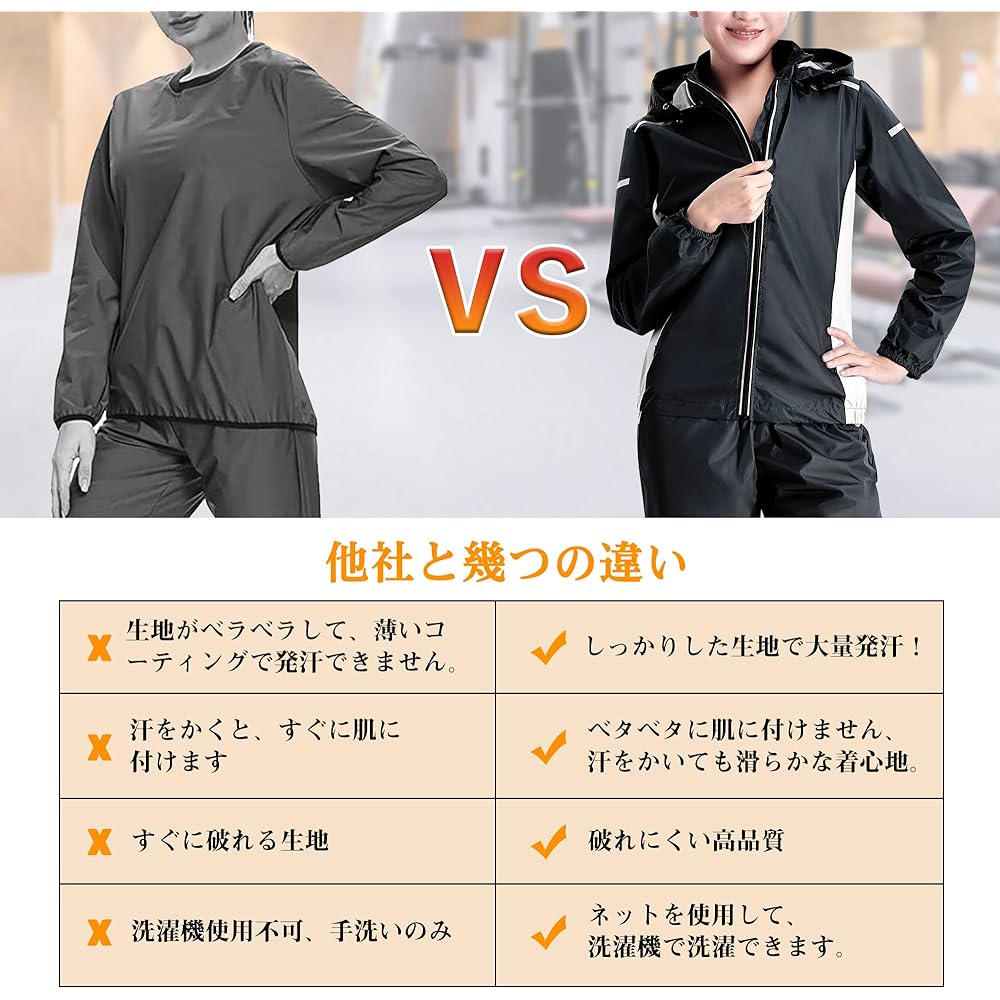 [Sawaiko] Sauna Suit, Men's, Women's, Unisex, Double Sweating, Stylish, Windbreaker, Washable, Running, Training Wear, Athletic Wear, Waterproof, Increases Sweat Power, Sports Running Wear, Stretch