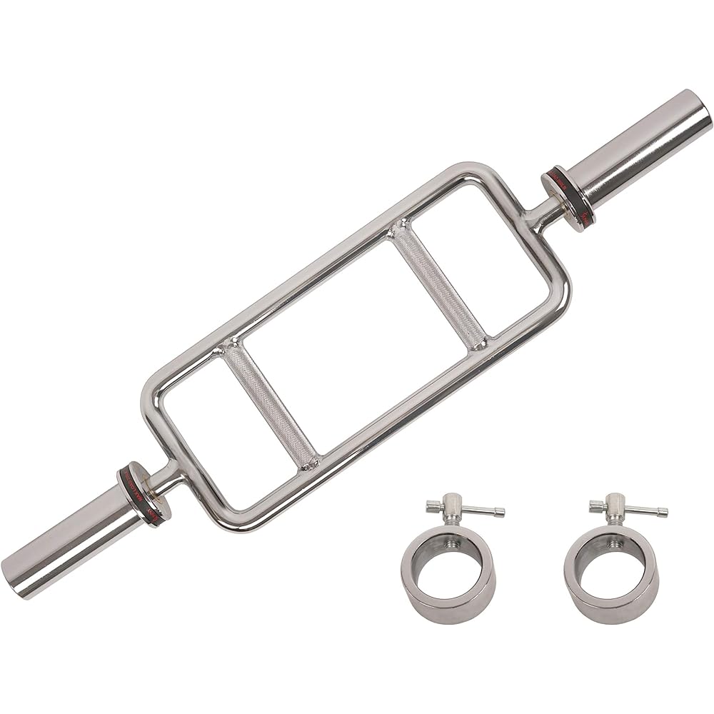 Sunny Health & Fitness 34" Olympic Triceps Bar with Ring Collar S
