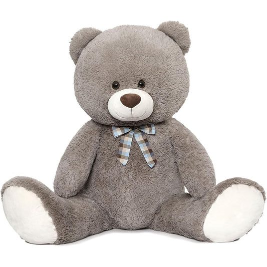 Tezituor Giant Teddy Bear Plush Toy 47" Huggable Stuffed Animal with Bow Tie Brown