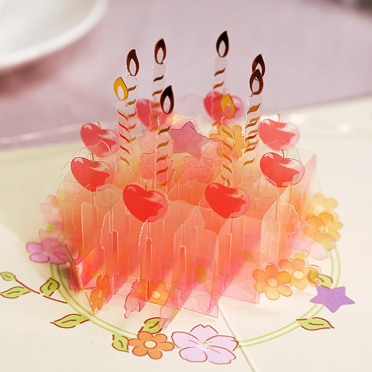 Pop Up Birthday Cards, 3D Crystal Birthday Cake Pop Up Cards, Handmade Happy Birthday Greeting Cards with Envelope, Birthday Gifts for Kids, Mom, Dad, Boyfriend, Girlfriend, Friend, Lover