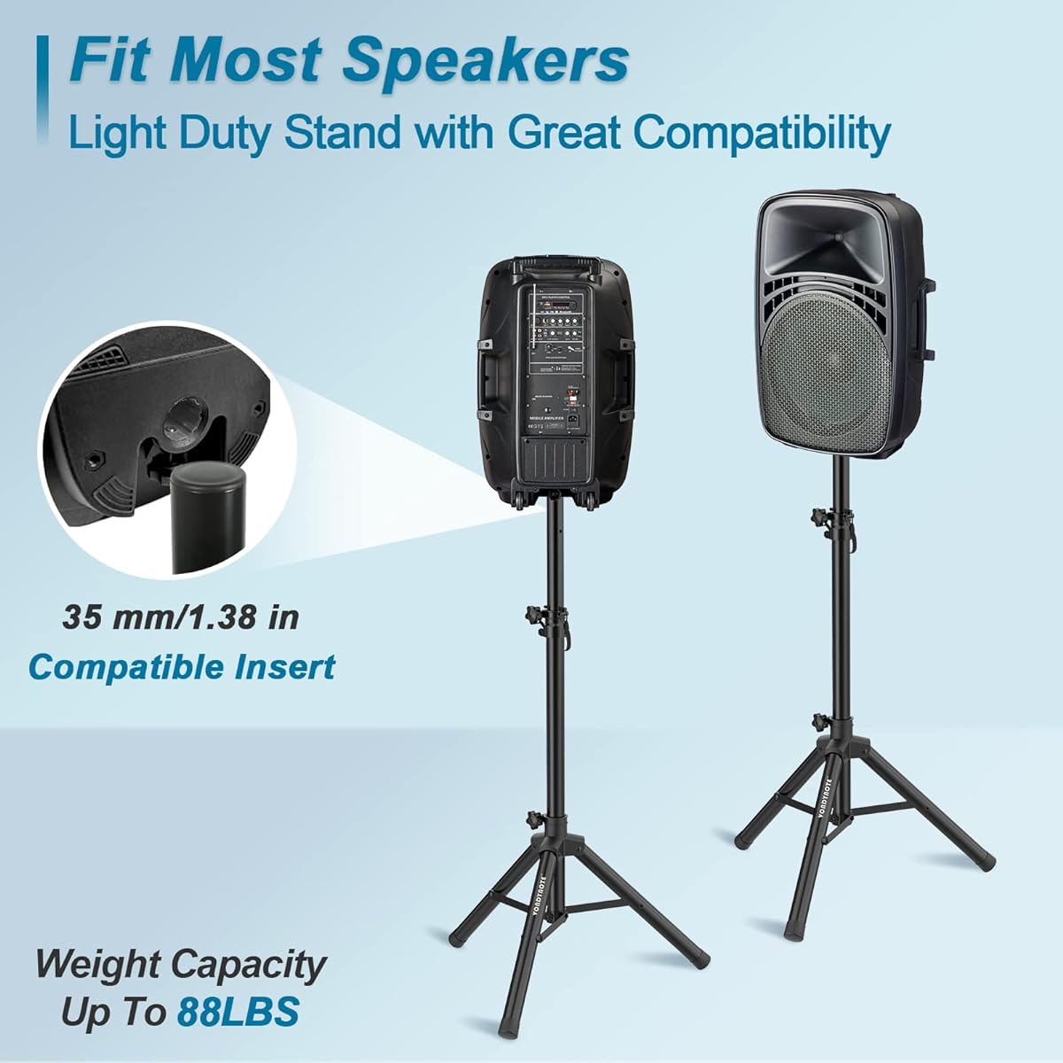 Vondynote Tripod Speaker Stand Pair PA DJ Short Tripod Speaker Stand Slim Mini Speaker Stand