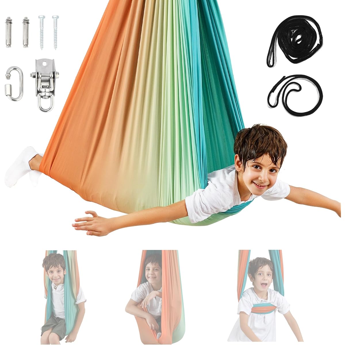Sensory Swing Indoor/Outdoor Kids Therapy Swing, Kids Swing Hammock for Children & Adults Autism (Orange)