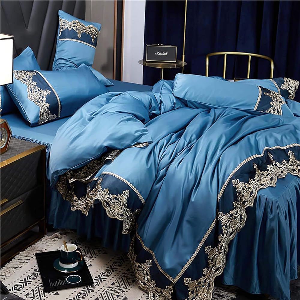 Duvet Cover, Bedding Cover Set, Bed Skirt, 4 Piece Set, Fitted Sheet, Lace, Duvet Cover, Scandinavian Single, Bed Cover, Duvet Cover, Night Sweat Absorption, Breathable, High Quality Cotton, Bedding Cover, Replaceable, Smooth, Soft, Glossy, All Seasons
