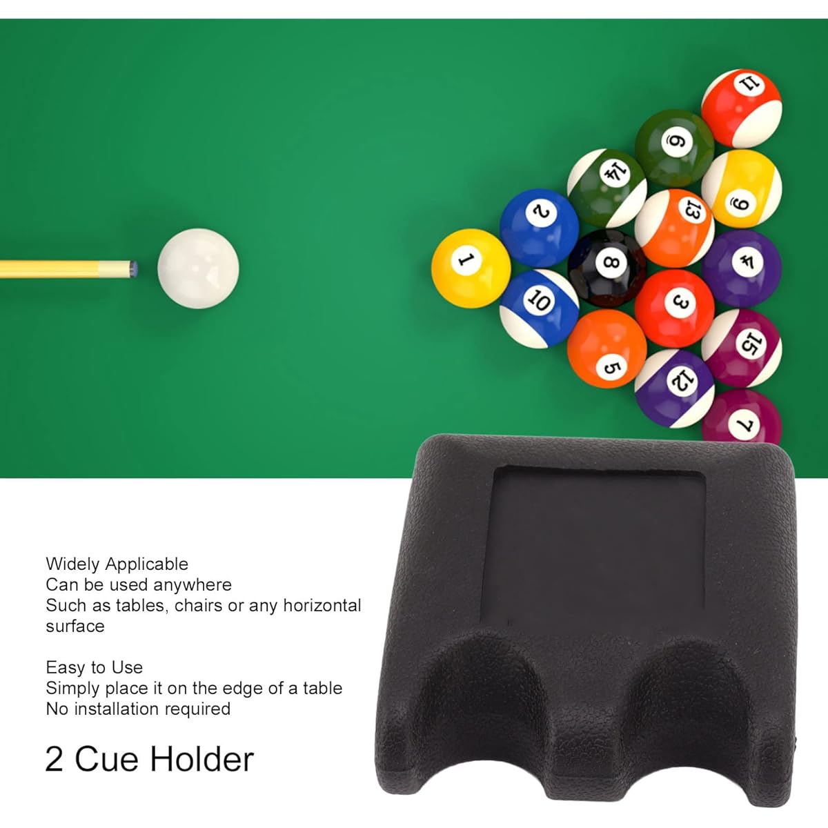 Pool Cue Holder, Portable Cue Stick Crawl Rack, Store 2 Cues on Table, Heavy Duty Billiard Cue Holder with Chalk Holder, Pool Cue Holder for Billiard Sticks