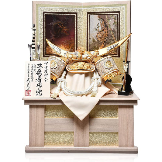 [Wearable helmet] [Compactly storable helmet] Compactly storable 30-size Rising Dragon Date Masamune helmet storage set: Made by Takemitsu [May doll] [Helmet decoration]
