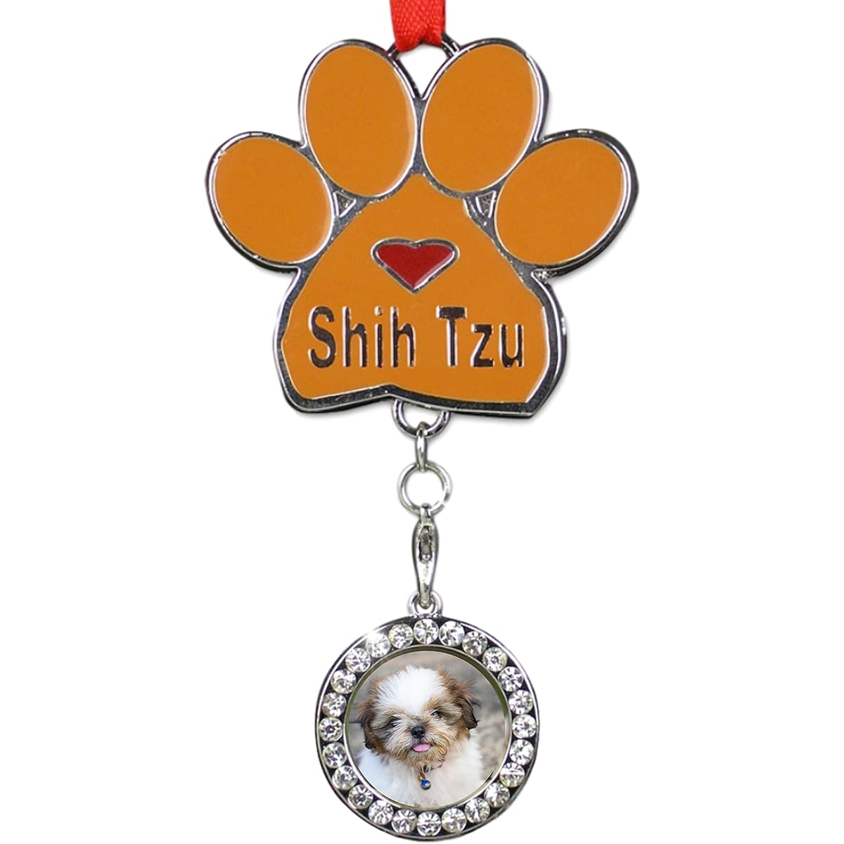 Shih Tzu Christmas Ornament Keychain Zipper Pull - Insert Your Own Dog Photo Personalized