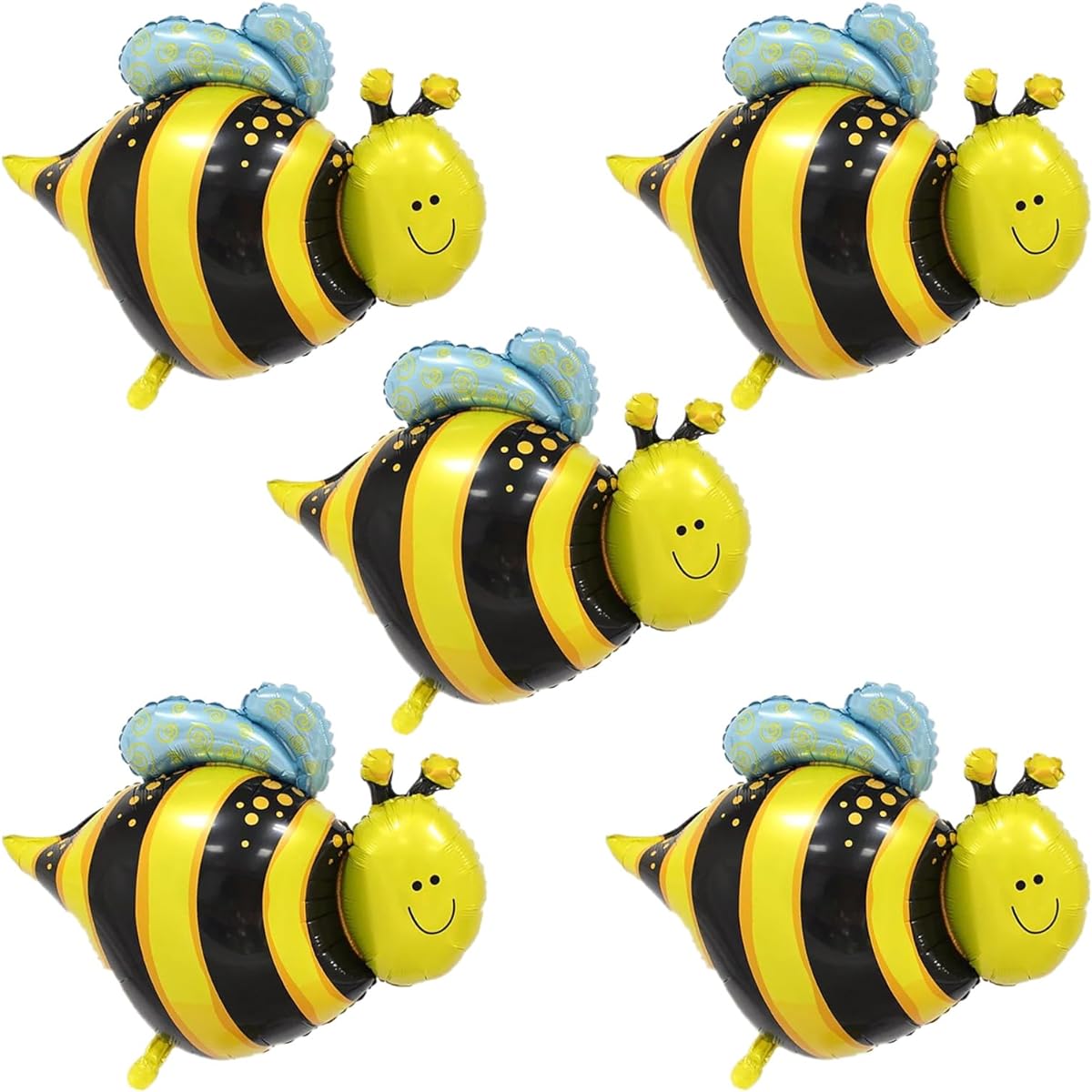 Bee Balloons Yellow and Black 5 Pieces Bee Foil Mylar Balloons "Happy Bee Day" Baby Shower Bee Theme Party Birthday Decoration Supplies 31.5"