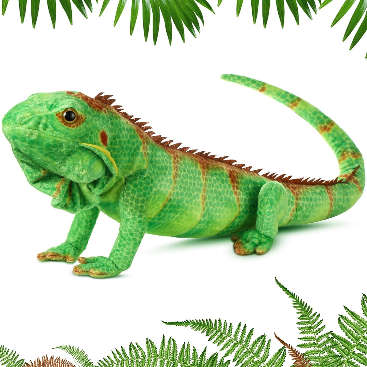 Syhood Lizard Plush Toy, Realistic Stuffed Animal Lizard Toy Soft Plush Reptile Gift for Boys Girls Animal Lover Birthday Valentine's Day (Emerald Green Iguana)