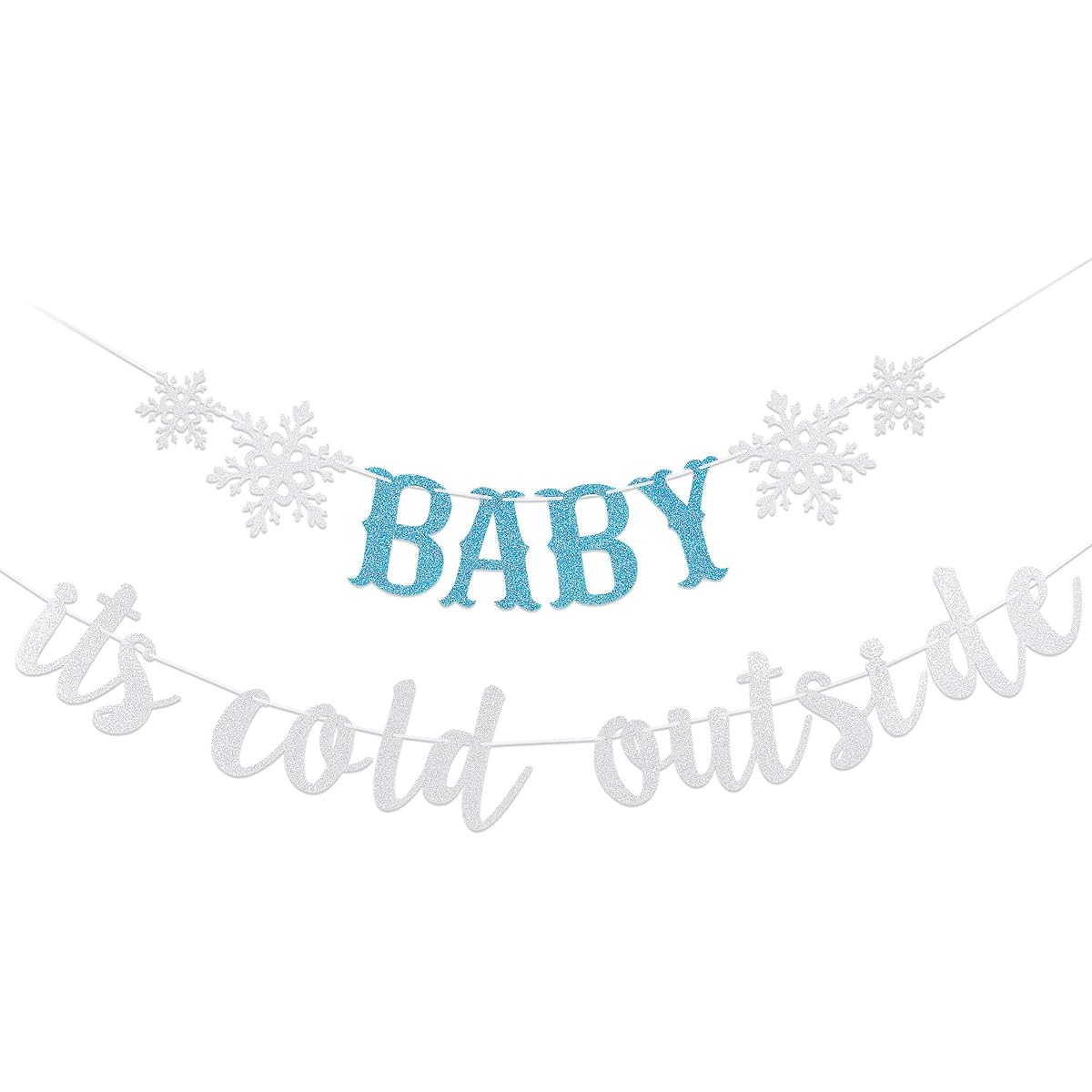 Silver Glitter Baby It's Cold Outside Banner - Winter Wonderland Baby Shower Decorations, Winter Wonderland Birthday Party Decorations, Winter Baby Shower Decorations, Christmas Party Decorations