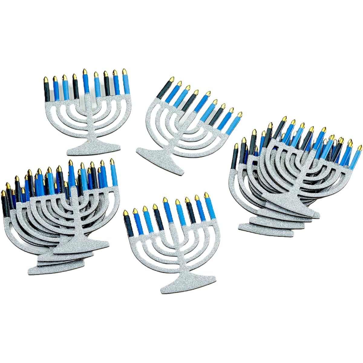 Rite Lite Hanukkah Table Scatters 12 Piece Set - Table Scatters Foil & Glitter Menorah Hanukkah Decorations Confetti Style Centerpiece Filler Jewish Home Hanukkah Decor Gifts