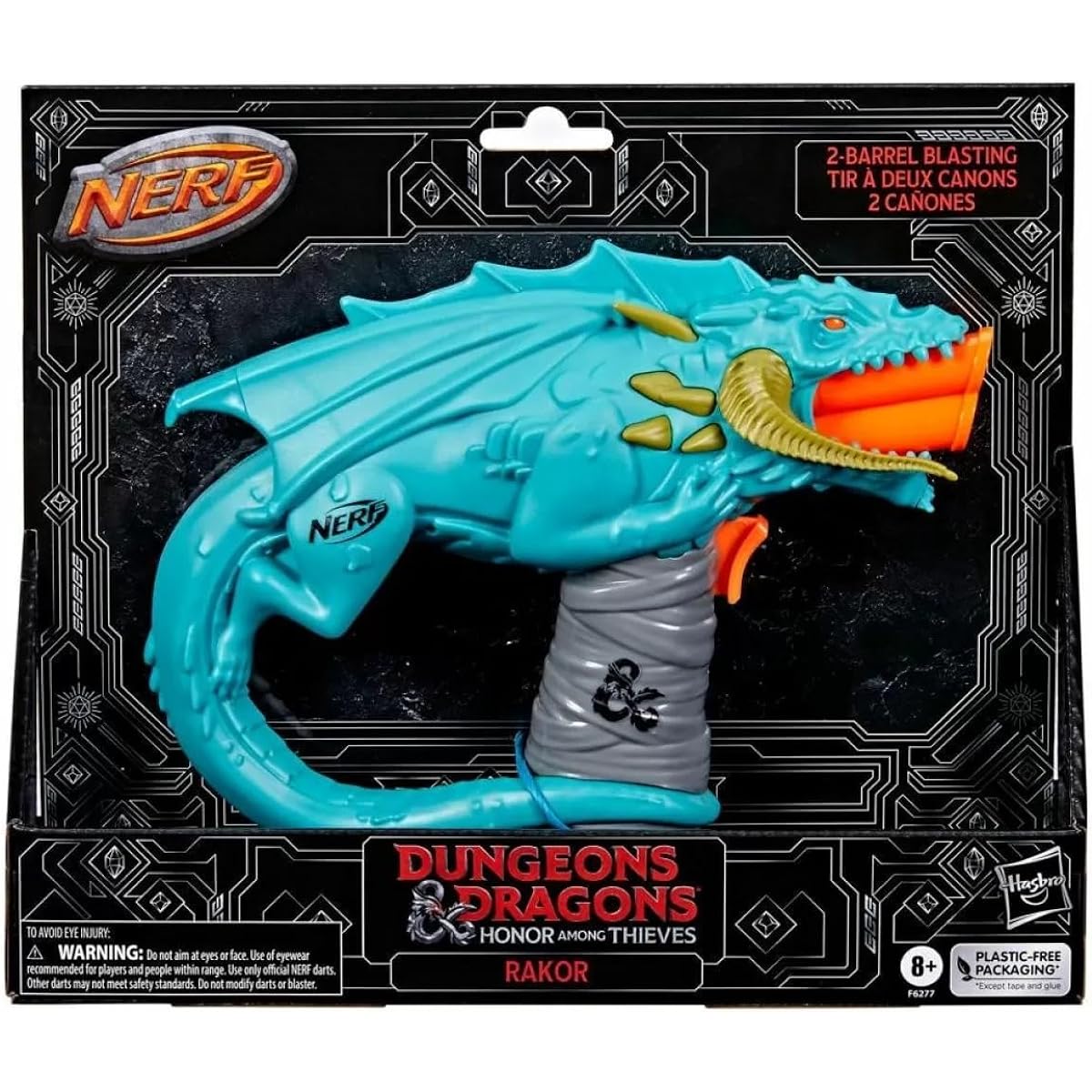 NERF Dungeons & Dragons Laco Blaster with 4 Elite 2.0 Darts, Kids Outdoor Game, D&D Blaster Toy, Ages 8+