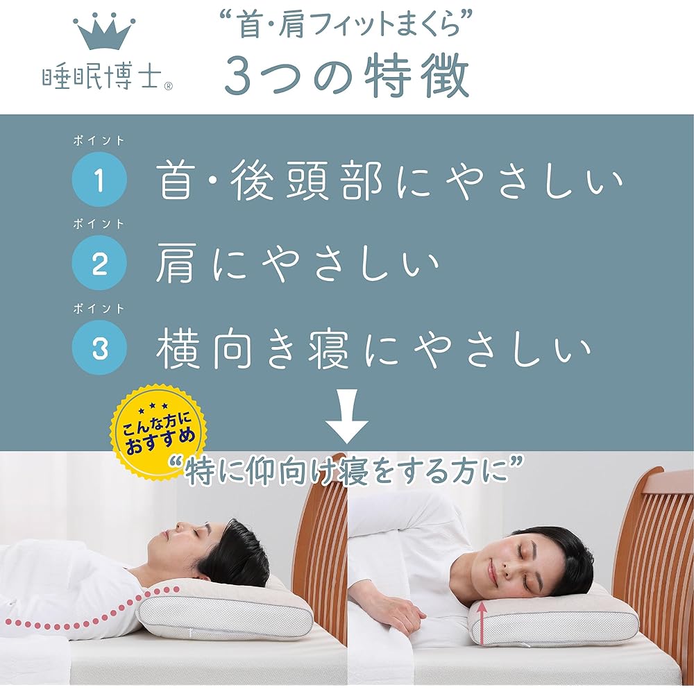 Nishikawa EH93009547 Sleeping Doctor Neck and Shoulder Fit Pillow, Height, Washable, Joint Development with Medical Doctors, For People with Many Back Sides, Adjustable Height, Speeds Up Drying Time,