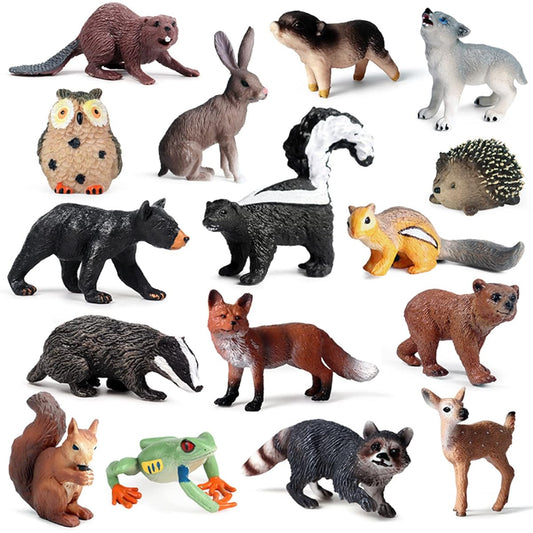 16 Pieces Woodland Animal Figures for Kids Woodland Creatures Figures Miniature Toys Cake Topper Birthday Gift Woodland Baby Shower Decorations