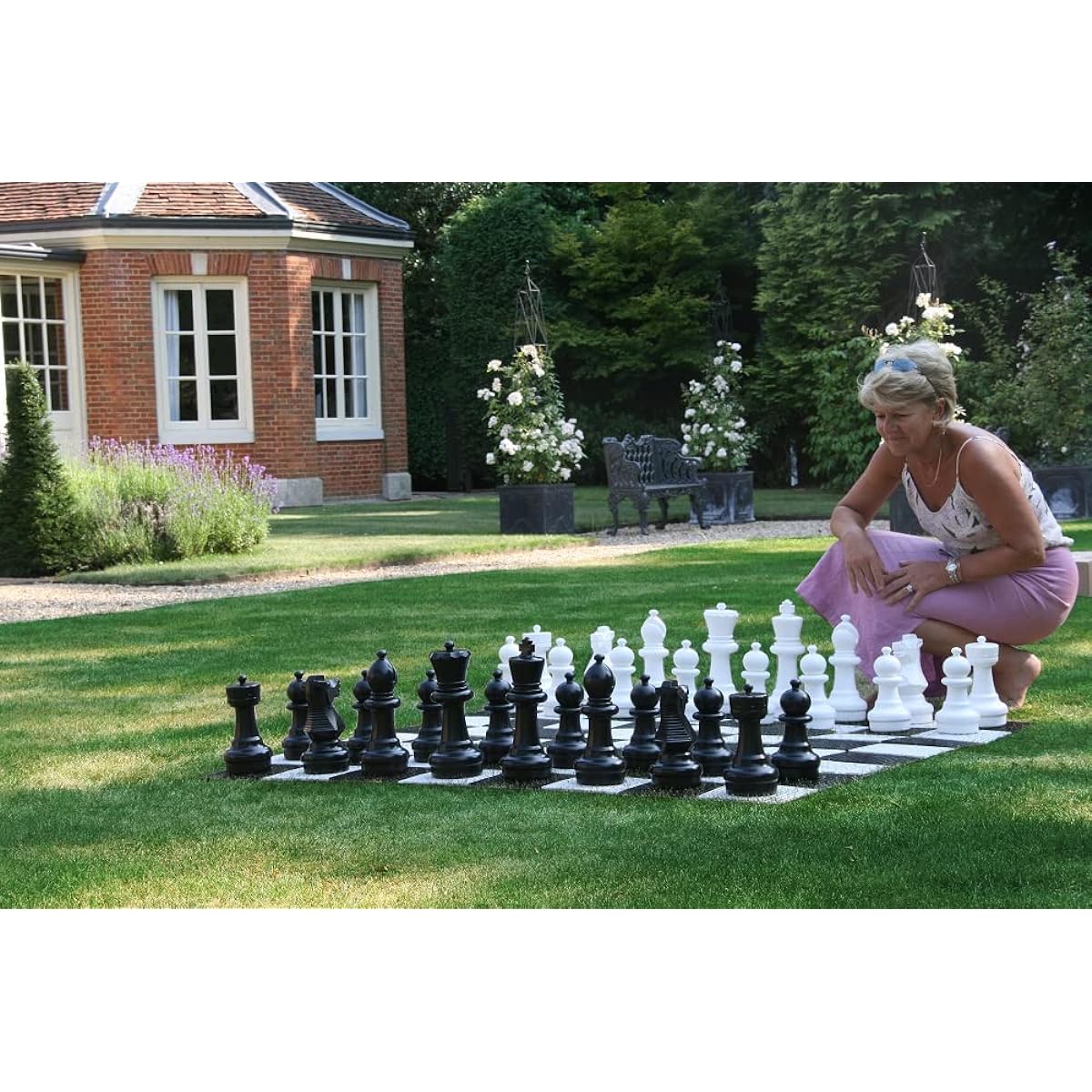 uBer Games Giant Deluxe 12" and 24" Outdoor Chess Set with Optional Nylon Mat or PVC Game Board