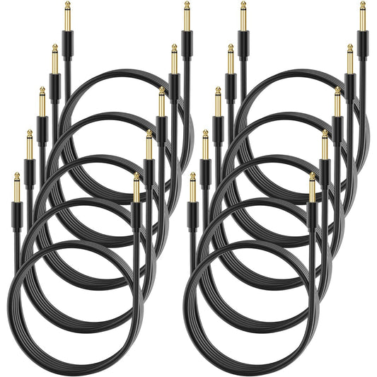 Xuhal Guitar Cable 10ft TS 1/4" Straight to Straight Instrument Cable 6.35mm Male Jack Stereo Audio Interconnect Cord Black Balanced Guitar Cable for Amplifier Keyboard Electric Bass Amplifier