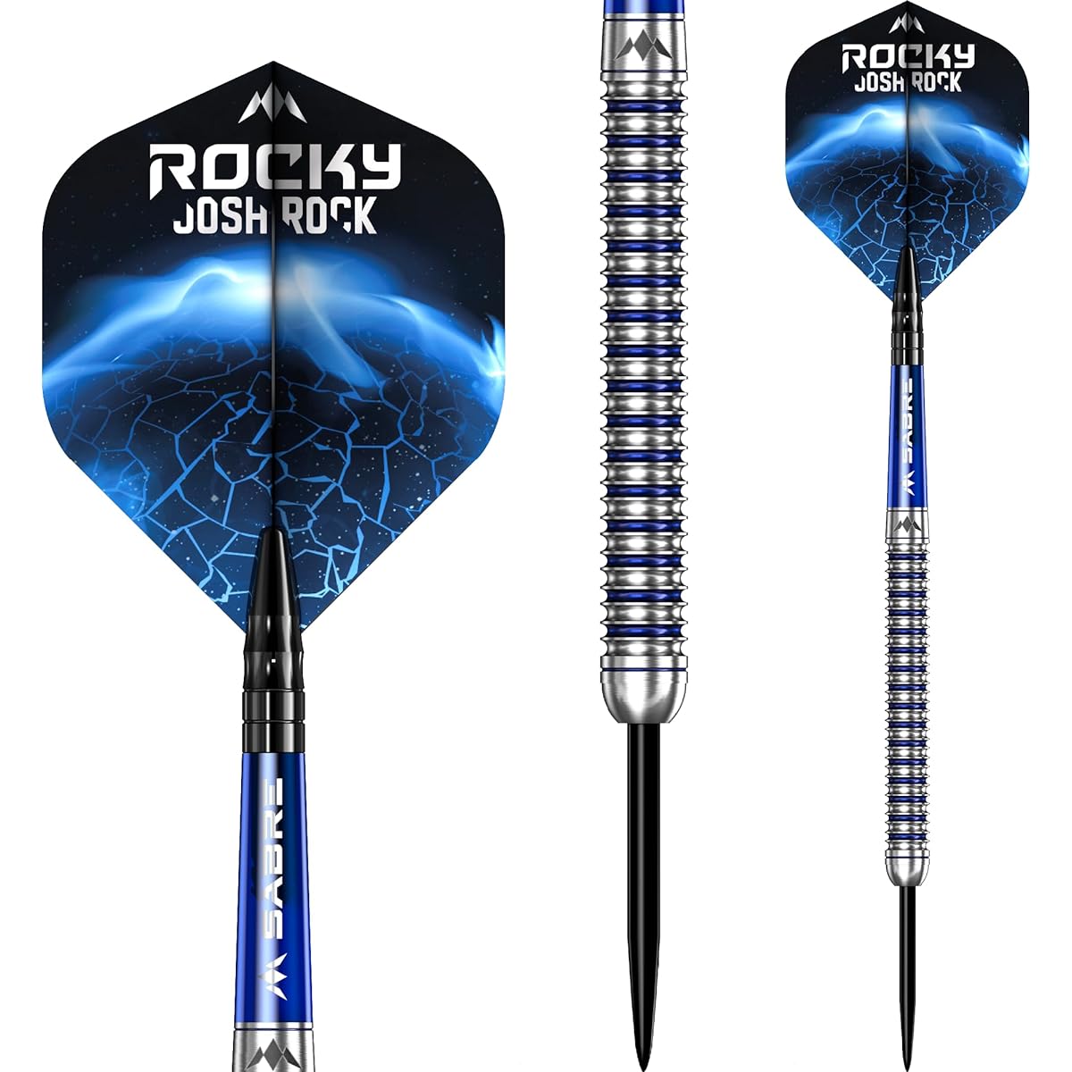 Mission Darts Josh Rock | 95% Tungsten Steel Tip Darts | Black & Blue PVD Coating | 20g - 28g