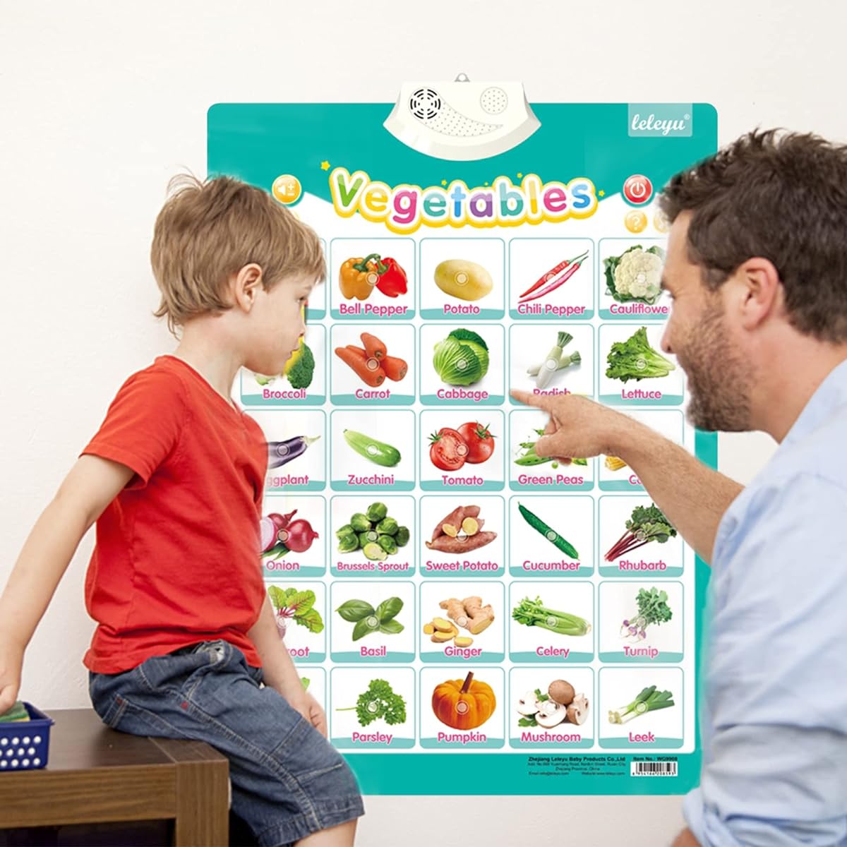 Electronic Interactive Alphabet Wall Chart for Kids ABC Learning, Learning Toys for Toddlers Talking ABC 123 Seconds Animals Fruits Vehicles Vegetables Poster Preschool Gifts for Kids