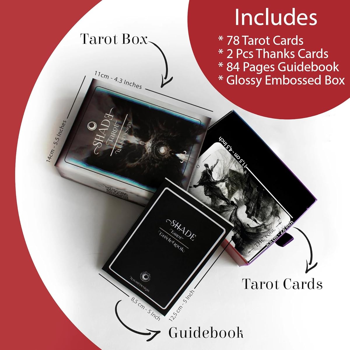 Lunart Design Shade Tarot Deck, Unique Tarot Cards with Guidebook, Artificial Intelligence, 78 Original Tarot Cards for Beginners and Experts, Oracle Cards, 1 Deck Cards, Magic Supplies