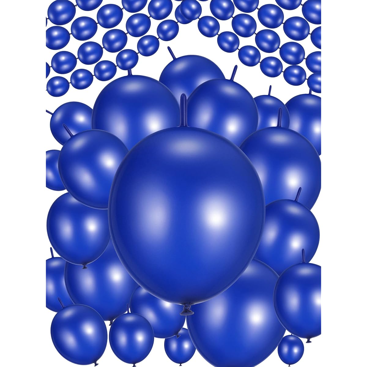 Link Balloons, 160pcs 12" 6" Linking Balloons Quick Linkable Needle Tail Latex Balloons for Birthday Party Wedding Anniversary Graduation Arch Decorations (Matte Dark Blue)