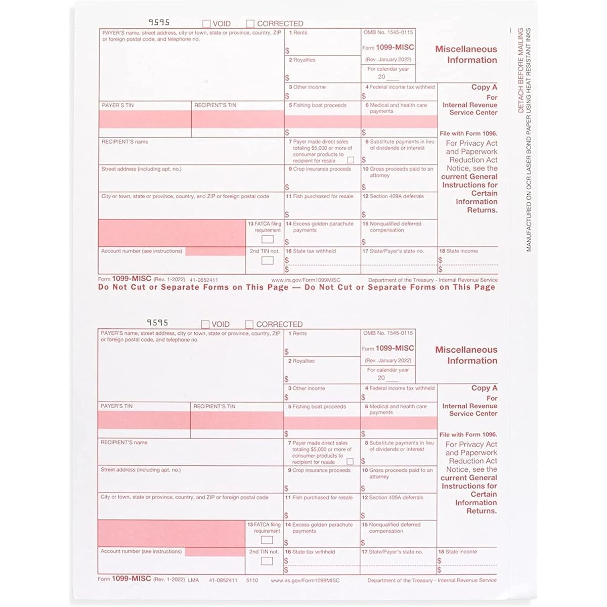 1099 Misc Forms 2023 4 Pact 10 Pack
