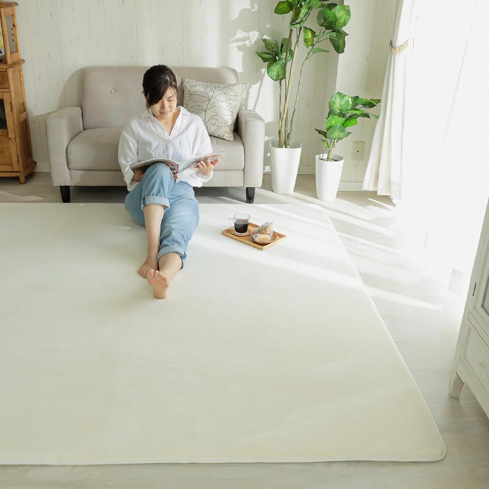 Glam Style Carpet Rug Washable Memory Foam Water Repellent 3 Tatami Mats 190x240cm Super Moot Plus Hot Milk Ivory