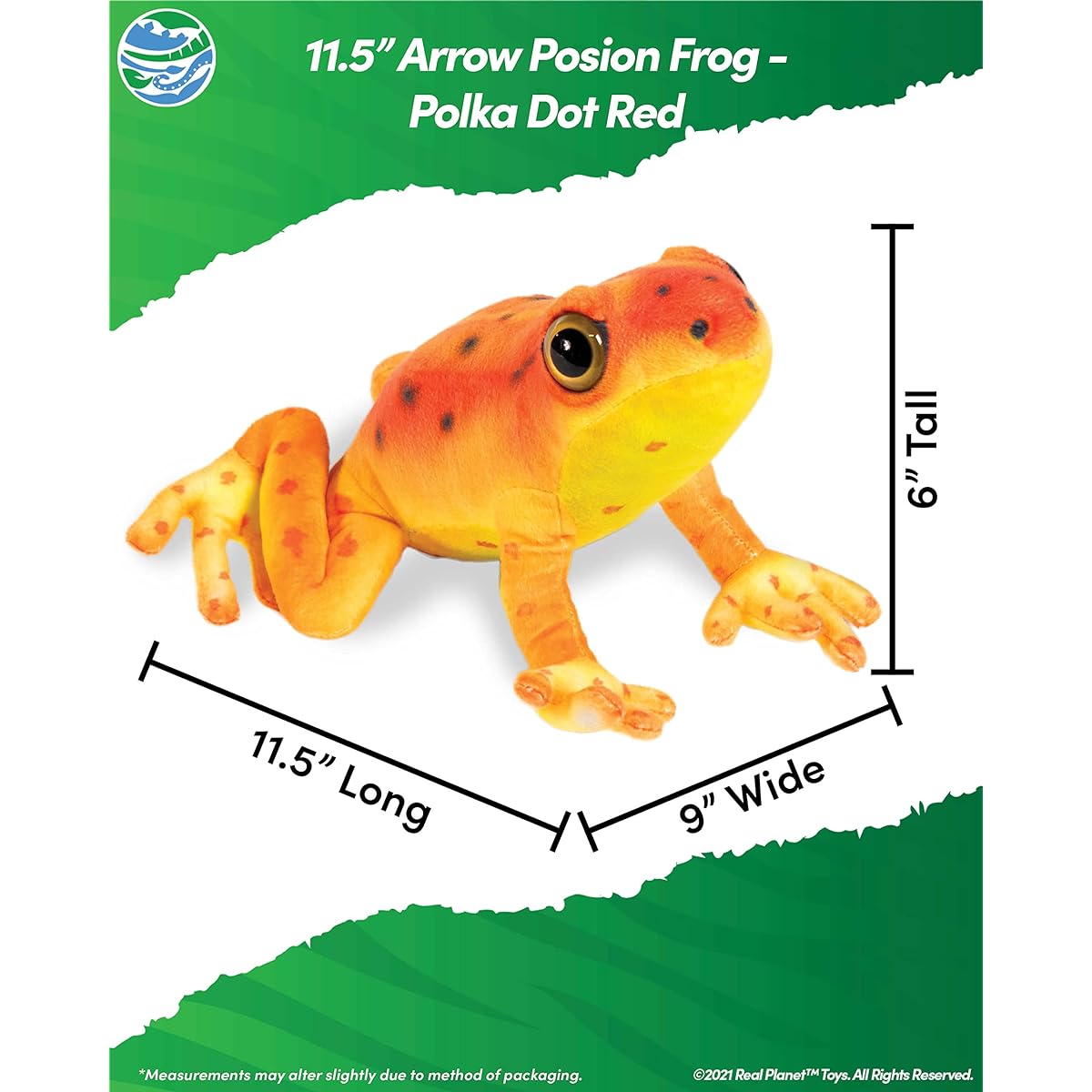 Real Planet Reptile Stuffed Animal - Soft Cute Stuffed Animal Gift for Kids of All Ages Rainforest Garden Poison Frog Toy Christmas Birthday Gift (Orange, 15 Inches)