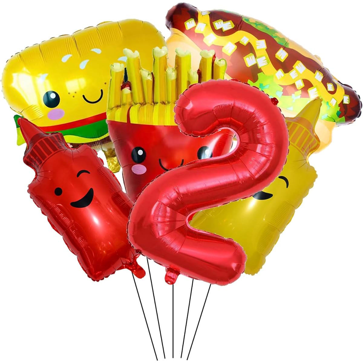 6pcs BBQ Party Balloons Pig Shape Foil Balloons Ketchup Bottle Balloons Mustard Beer Mug with 2 Numbers Mylar Balloons Baby Shower Wedding Summer Decorations