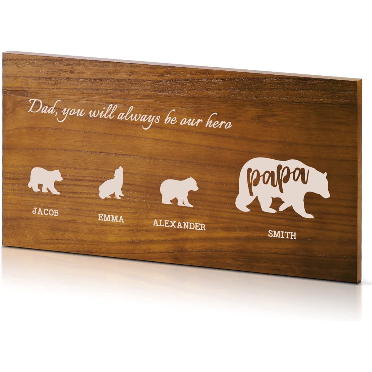Bemaystar Father's Day Gifts - Personalized Gifts for Dad, 11" Customized Papa Bear & Cubs Sign, Father Gifts from Daughter/Son (3 Bears)