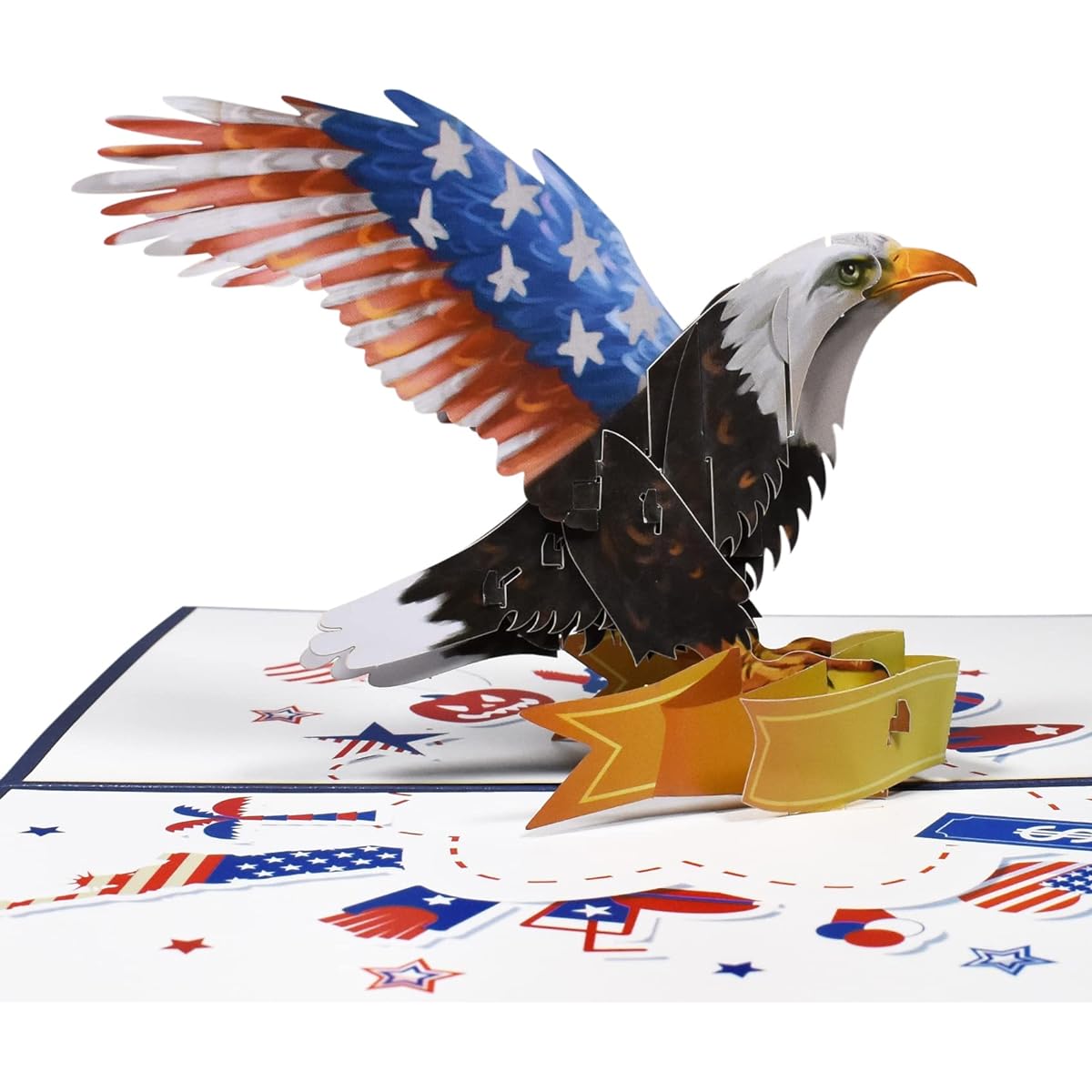 Magic Ants Eagle Card 3D Pop Up Card Greeting Card Bird Card Flag Card Patriotic Card Birthday Card Memorial Day 4th of July Flag Day Independence Day Veterans Day with Envelope