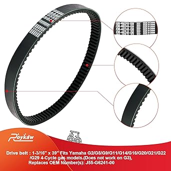 Roykaw Yamaha Clutch Drive Belt & Starter Generator Belt Kit for G2 G5 G8 G9 G11 G14 G16 G22 G29/Drive - 4 Cycle Gas Golf Cart Replacement OEM# J55-G6241-00 JN6-H1173-00