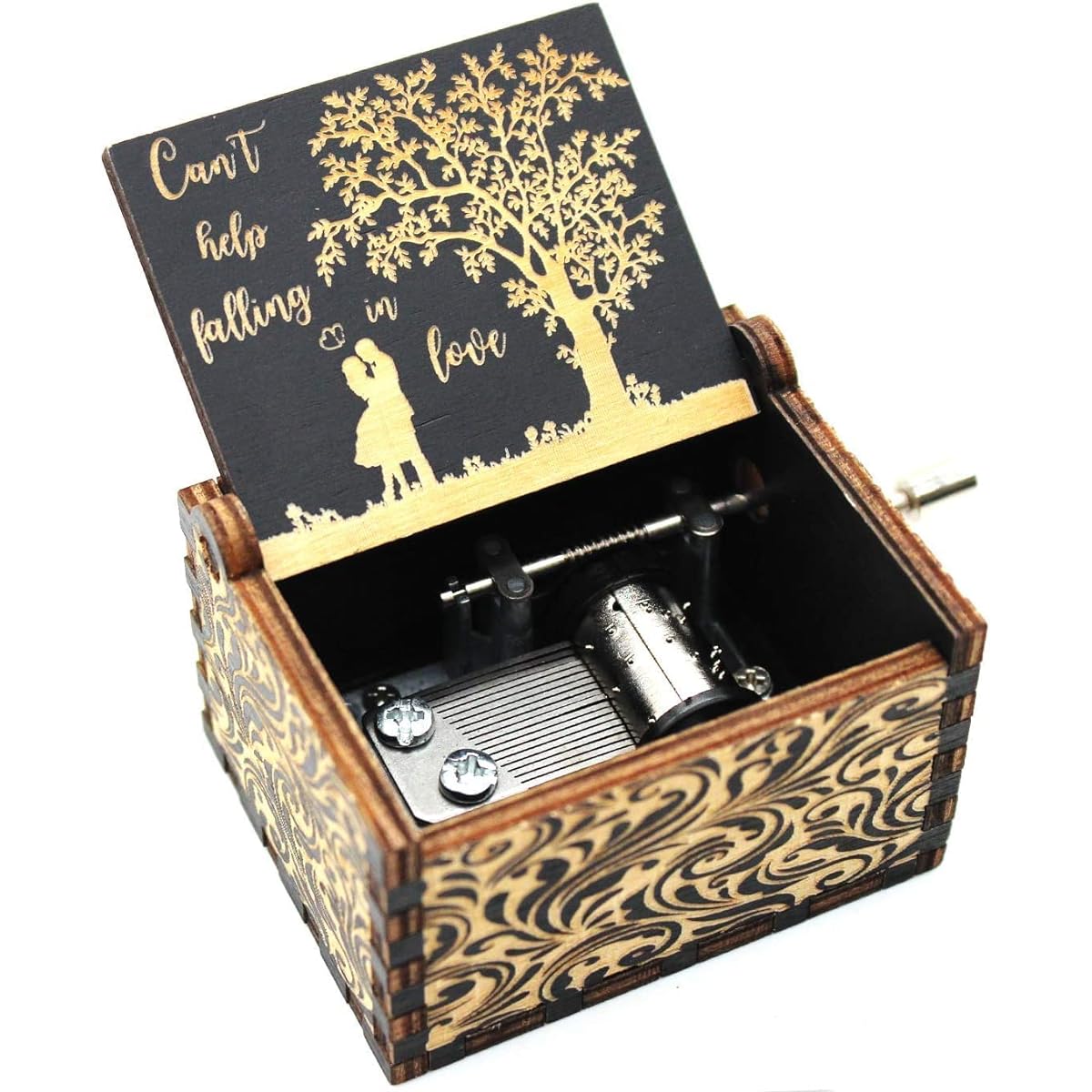 HEZNZXQ Wooden Music Box "Can't Help Falling in Love" for Wife/Husband/Girlfriend/Boyfriend/Lover Christmas Birthday Anniversary Wedding Valentine's Day Gift