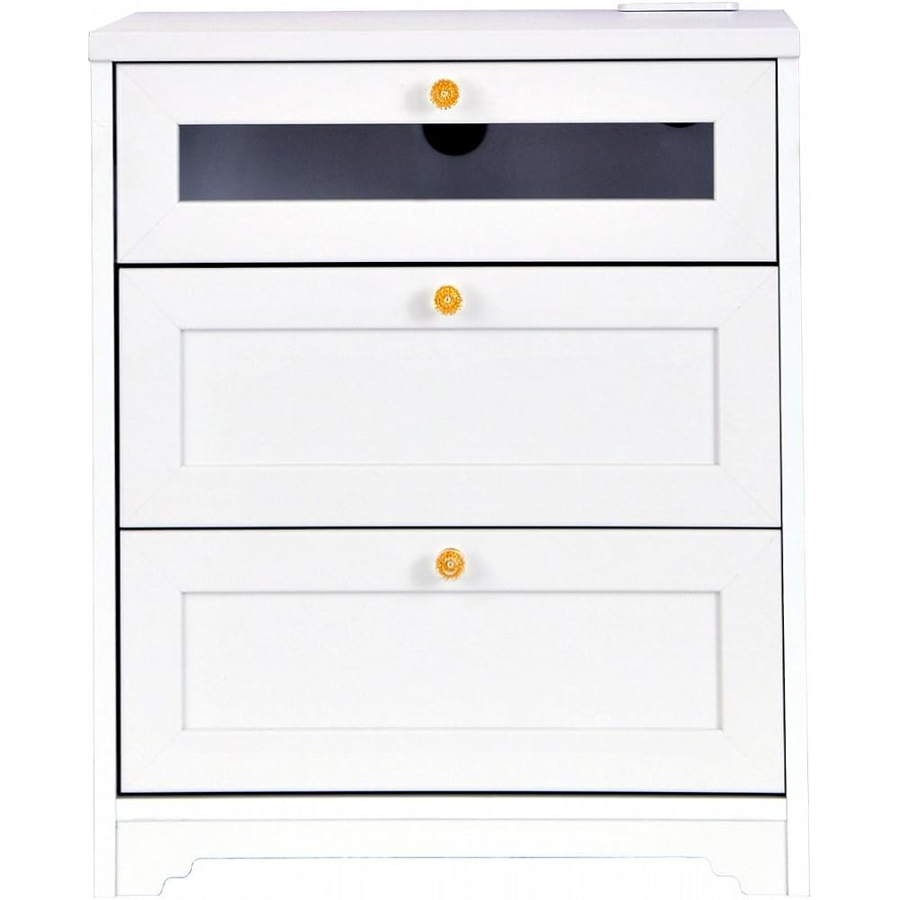 Sato Sangyo ANRI Middle Board Width 58cm Depth 40cm Height 70cm White 2 Drawers with Outlet Cord Hole Selectable Handle AN70-60MB WH