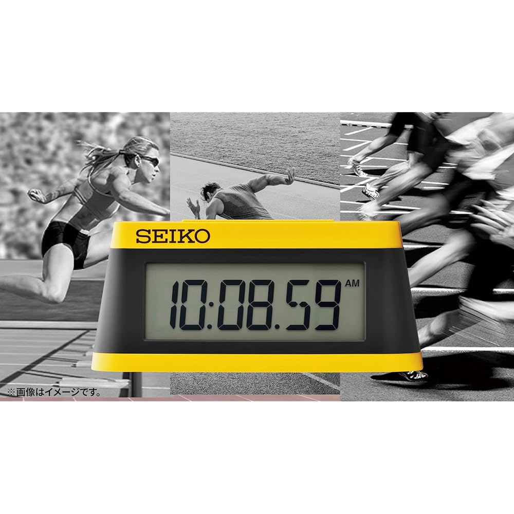 Seiko Clock Alarm Clock Table Clock Digital Sports Timer Design Yellow/Partial Black 58 x 130 x 47mm SQ818Y