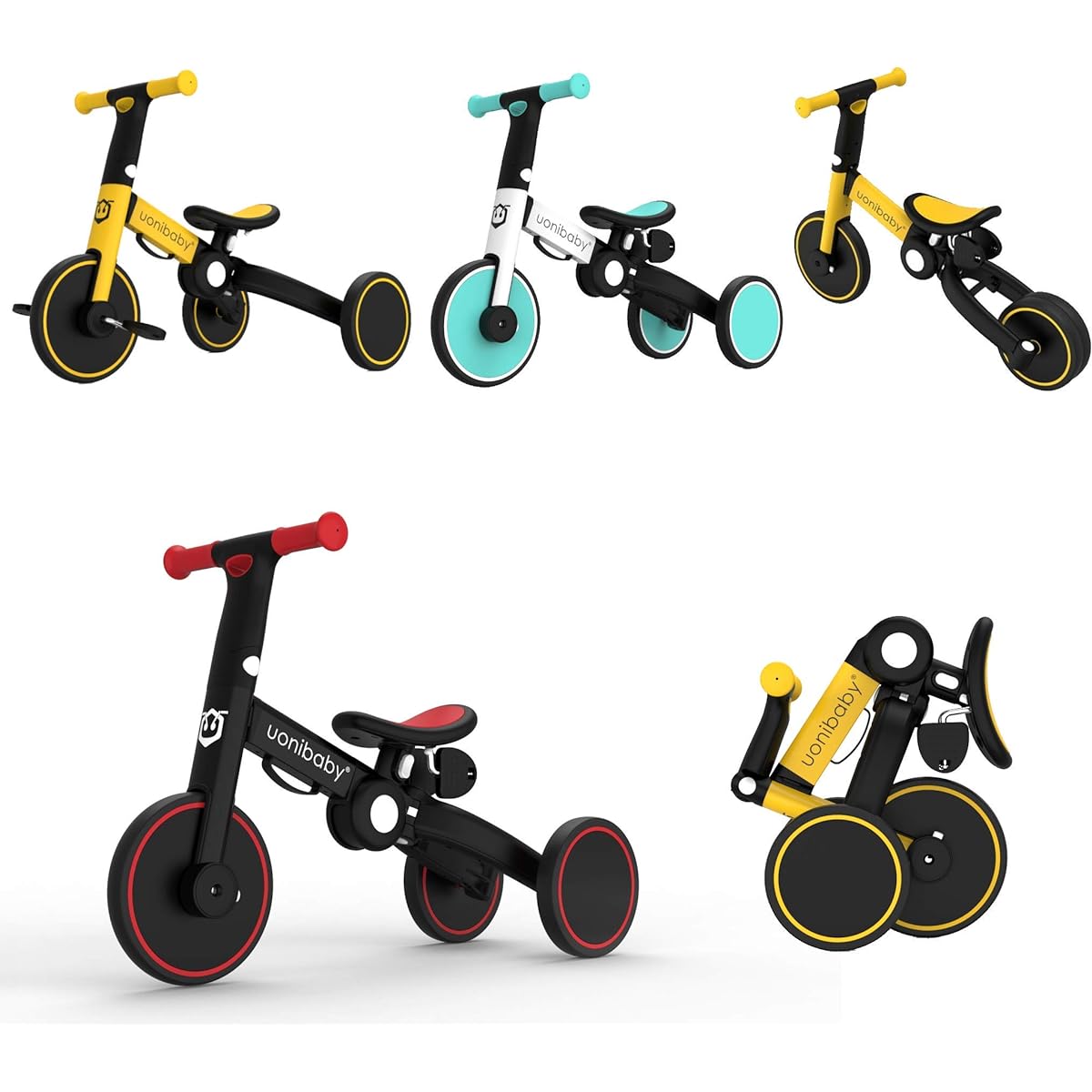 M.A.D. for Everything 3-in-1 Toddler Bicycle Kids Tricycle Children Balance Bike Push Bicycle Pedal Trike Bike Detachable Pedals Lightweight Portable Foldable No Assembly Required Ages 2-4