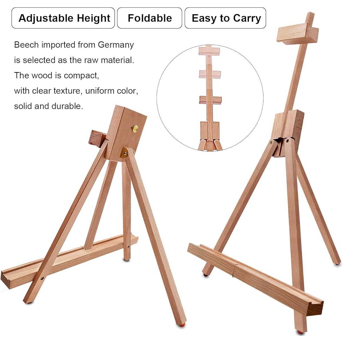 Miratuso Art Easels (2 Pack) A-Frame Painting Easel with Wooden Display Stand, Holds Canvas up to 21" Tall, Portable Tabletop Easel, Sign Holder, Foldable Travel Easel, Easy to Carry