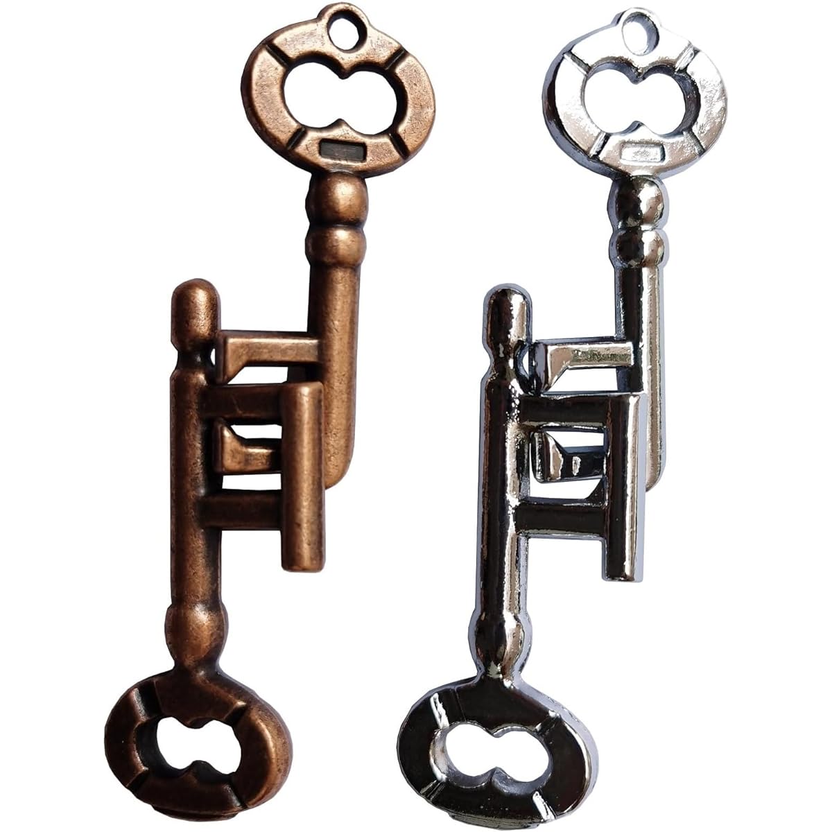 Gold Silver Key Metal Brain Teasing Puzzle Metal Puzzle Brain Exploration and Thinking Toy Intellectual Education