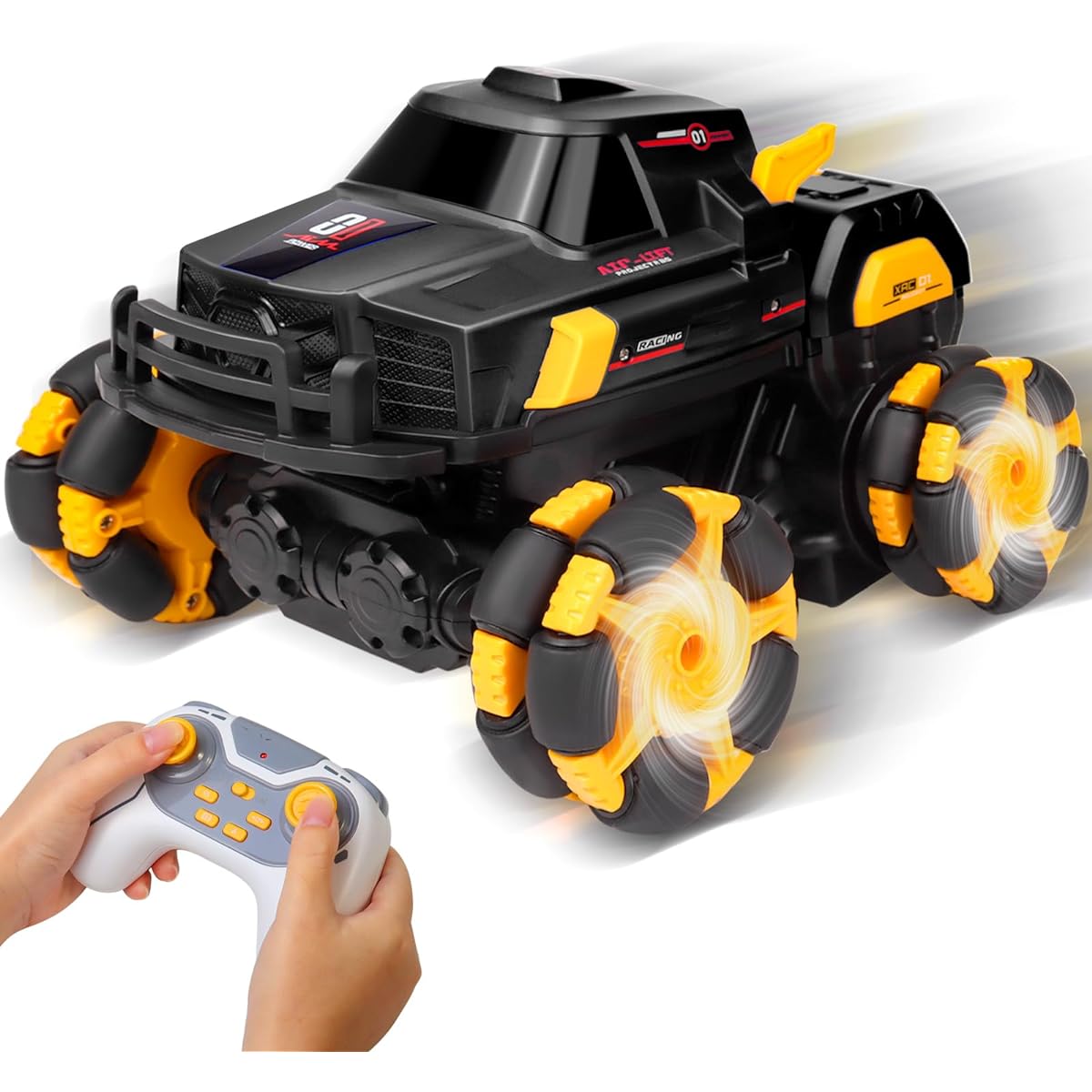OIUOIH Remote Control Car 1:16 RC Stunt Car 360 Degree Rotation Standing Drive One Button Auto Transform 180° Rotation Front 4WD Road RC Truck for Boys Ages 4-12 (Black)