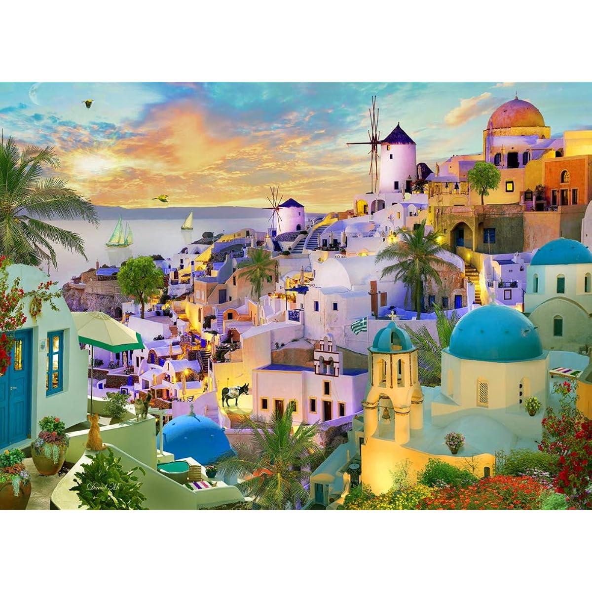 Santorini Sunset Jigsaw Puzzle 1000 Pieces