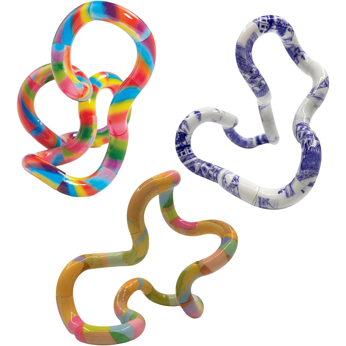 Tangle Jr. Masterpiece 3 Pack Porcelain Mache Lollipops Artistic Patterns Unique Fidget Experience Twist These Tangles at Work or School - Twisted Fidget Toys for Kids and Adults - Desk Toys