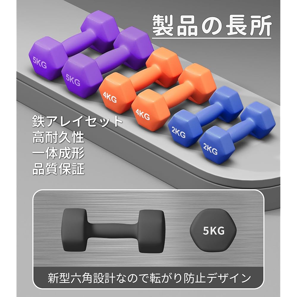 MOJEER Dumbbell [Set of 2 1kg 2kg 3kg 4kg 5kg 6kg 8kg10kg] [8 colors to choose from] Muscle training diet iron array soft coating