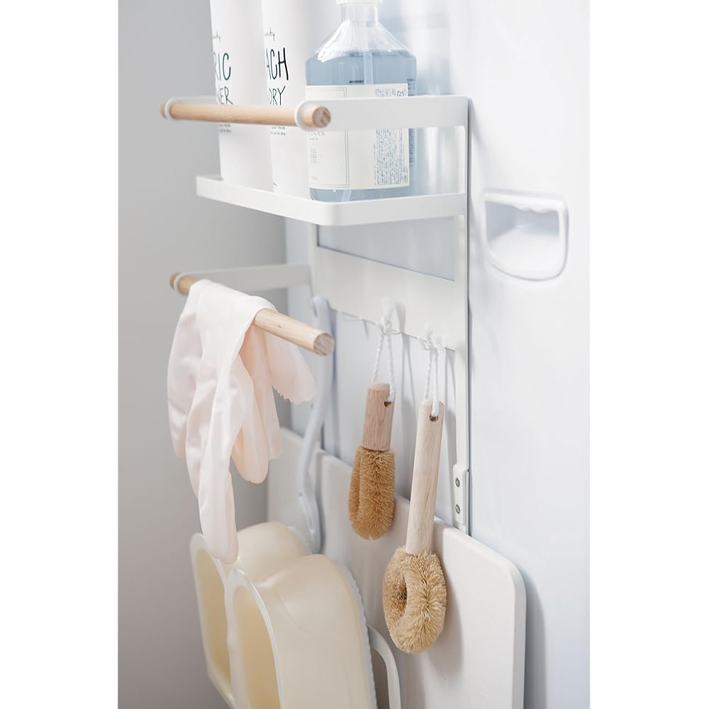 Yamazaki Jitsugyo Storage Rack Washing Machine Side Magnetic Storage Rack Tosca White 3312