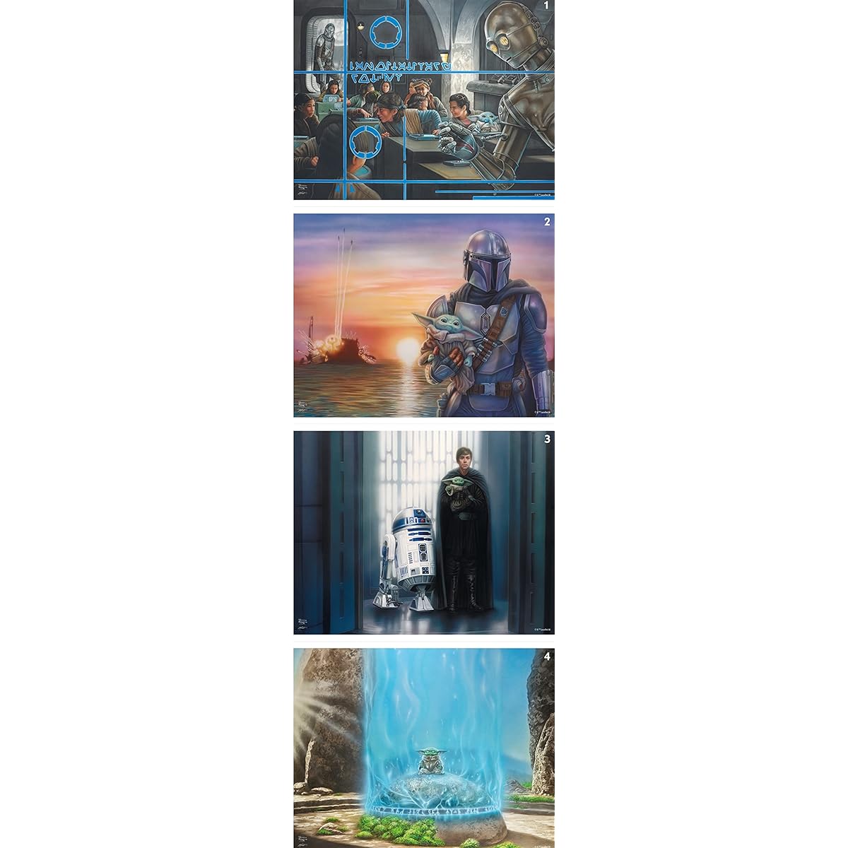 Ceaco - 4 in 1 Multipack - Thomas Kinkade - Star Wars The Mandalorian II - (4) 500 Piece Jigsaw Puzzles