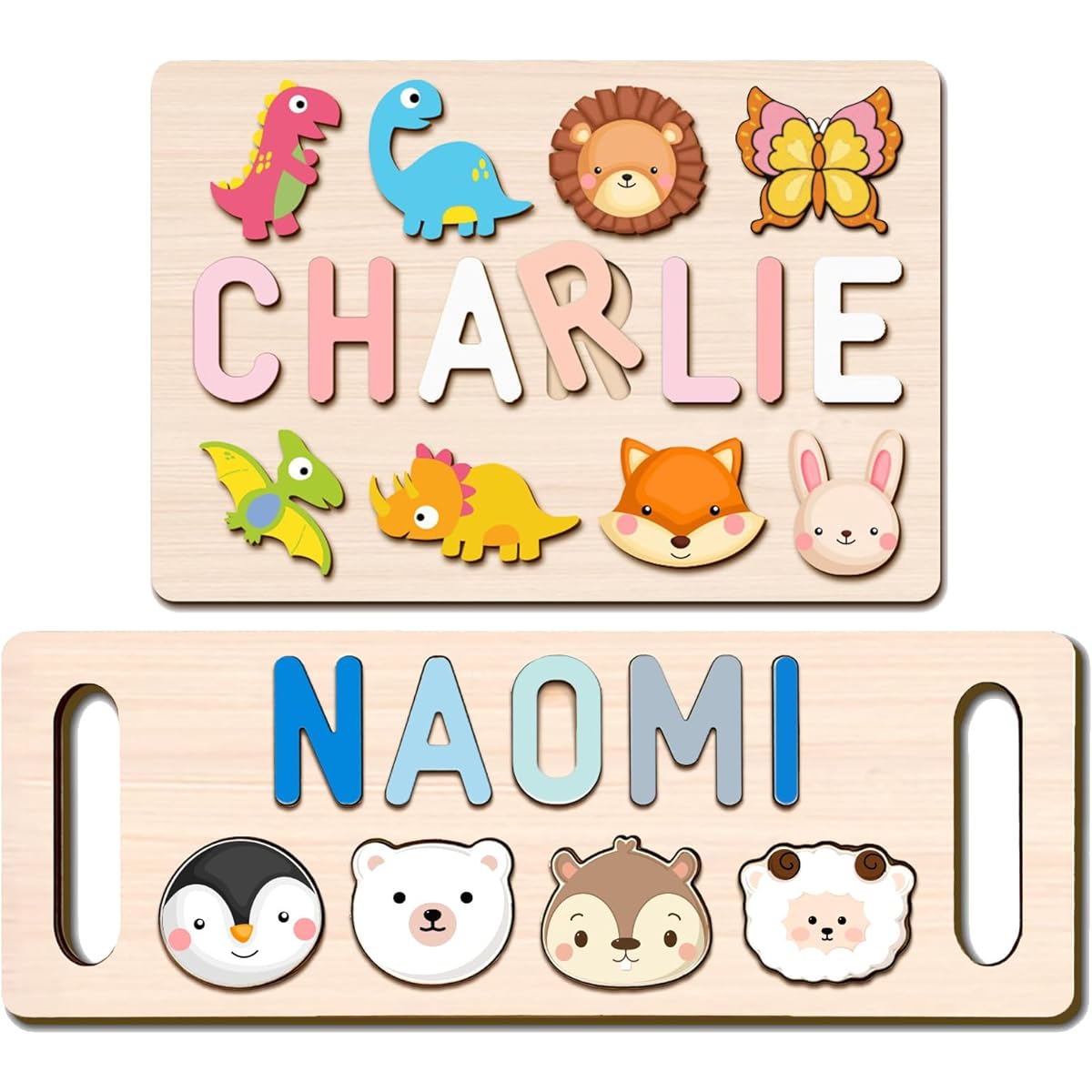 Ingifta Name Puzzle for Kids, Personalized Custom Baby Gifts with Engraved Text on Back, Wooden Name Puzzle for Toddlers, Babies, Boys, Girls, 1st Birthday, 1st Year Old