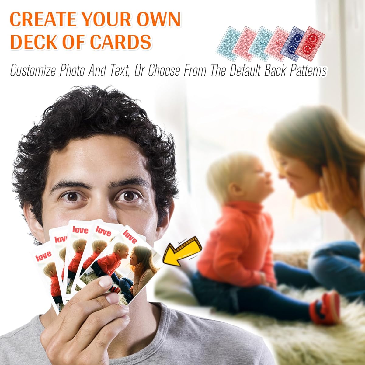 LuckyLight Custom Playing Cards with Photos, Personalized Standard Poker Cards with Photos, Create Your Own Cool Card Game for Graduation, Wedding, Anniversary Parties